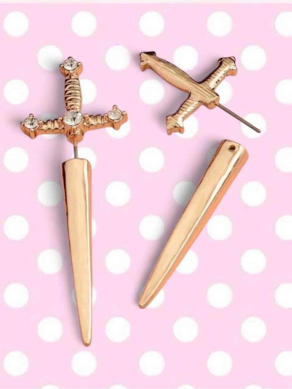 Gold  tone Sword Earrings - Fashion Accessory